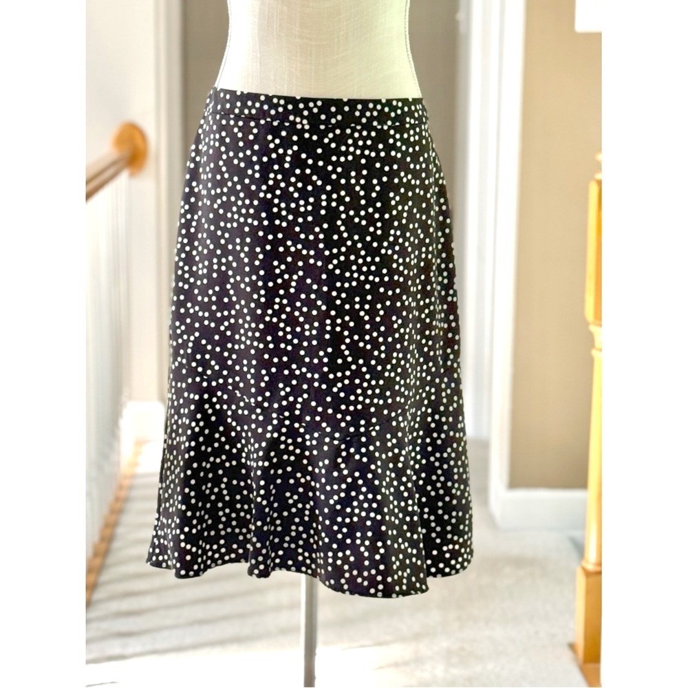 Banana Republic Polka Dot Trumpet Midi Skirt Brown White Ruffle Hem Size 4